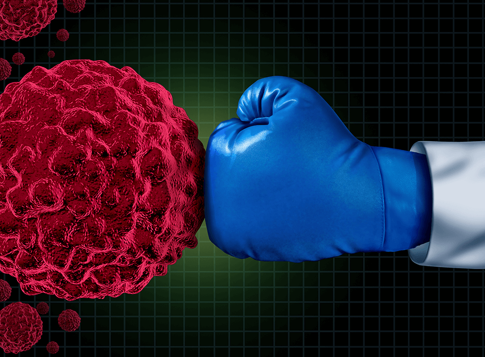 Boxing glove punching cancer cell 1