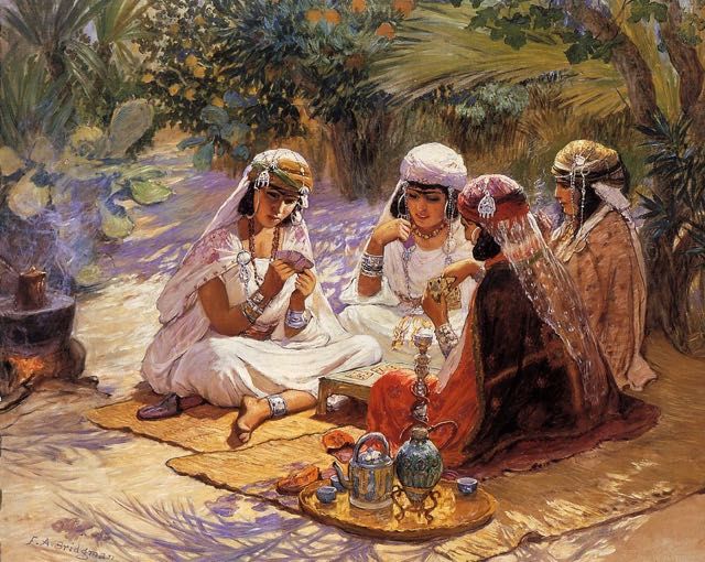 L’Algérie aux yeux du peintre américain Frederick Arthur Bridgman 14 Les joueuses de cartes %E2%80%93 Alge%CC%81rie %E2%80%93 Frederick Arthur Bridgman
