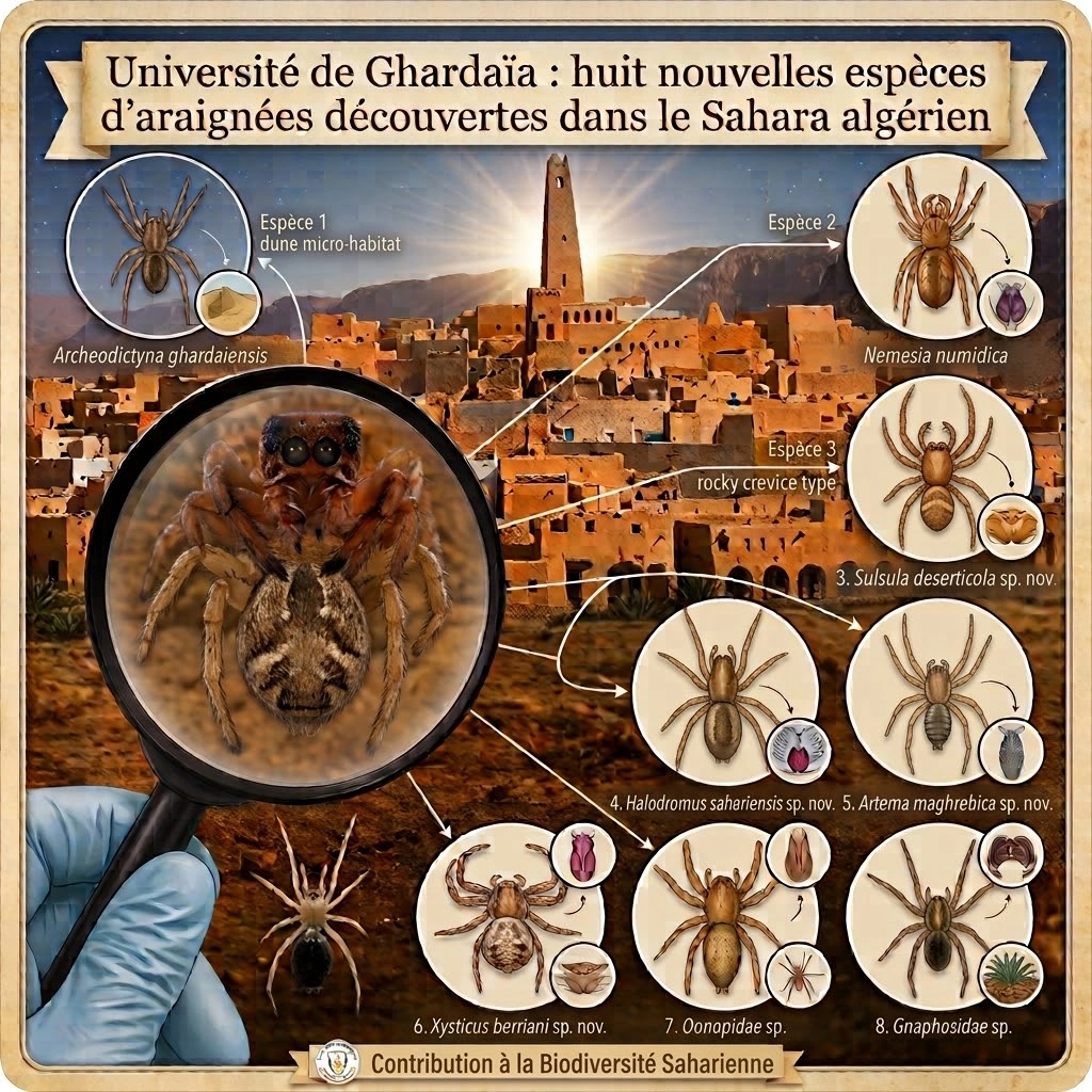 Université de Ghardaïa : huit nouvelles espèces d’araignées découvertes dans le Sahara algérien 3 Université de Ghardaïa